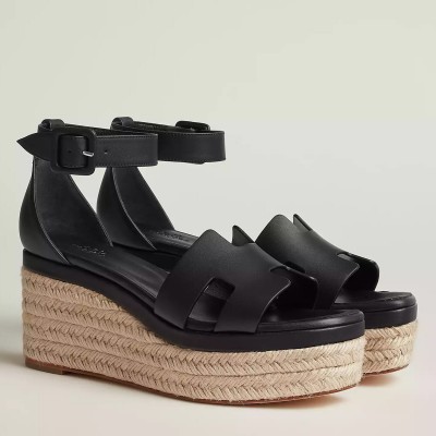 Hermes Elda Espadrilles in Black Leather TDSS13095