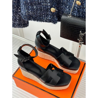 Hermes Elda Espadrilles in Black Leather TDSS13095