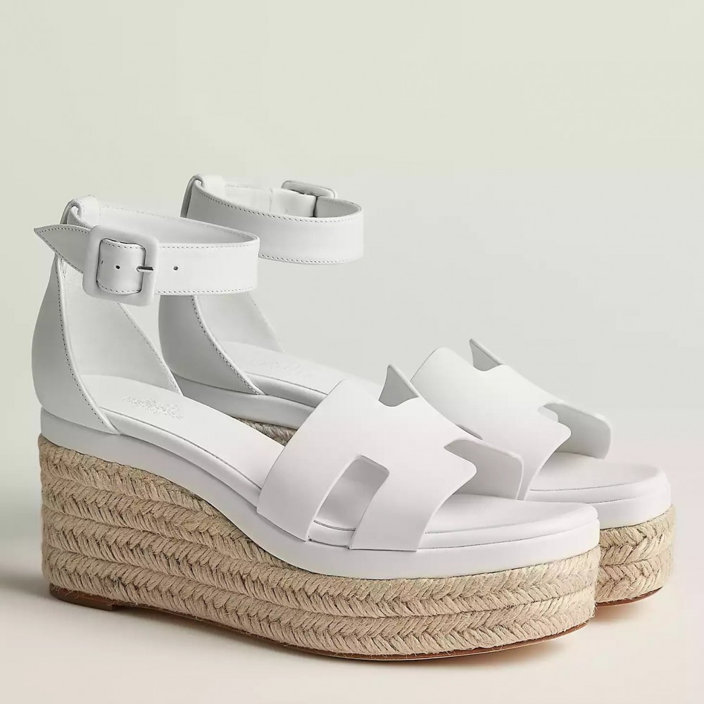 Hermes Elda Espadrilles in White Leather TDSS13097