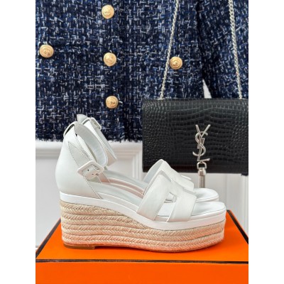 Hermes Elda Espadrilles in White Leather TDSS13097