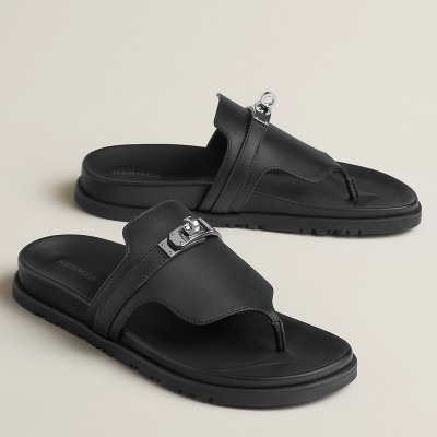 Hermes Empire Sandals in Black Calfskin TDSS13098