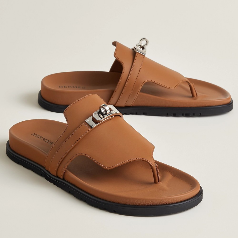 Hermes Empire Sandals in Brown Calfskin TDSS13099