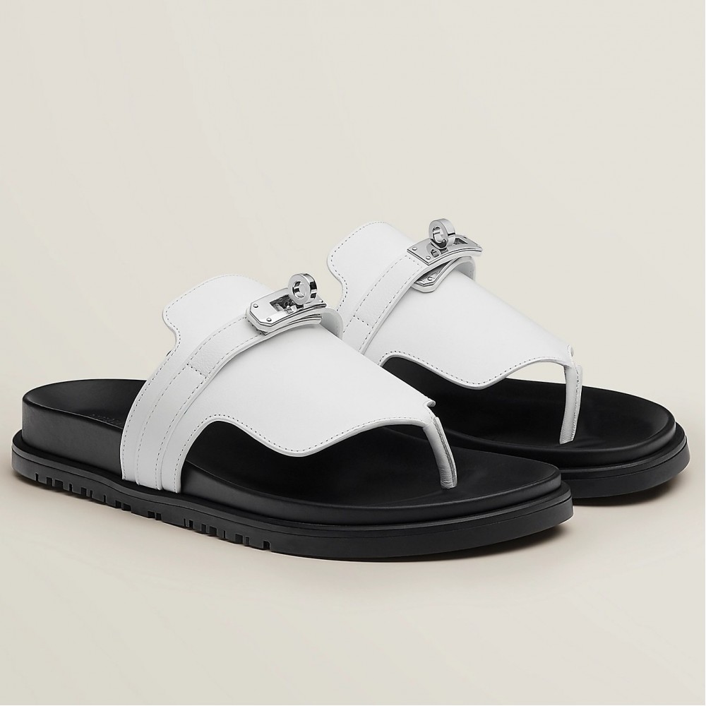 Hermes Empire Sandals in White Calfskin TDSS13100