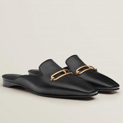 Hermes Esmee Mules in Black Calfskin TDSS13101