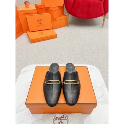 Hermes Esmee Mules in Black Calfskin TDSS13101