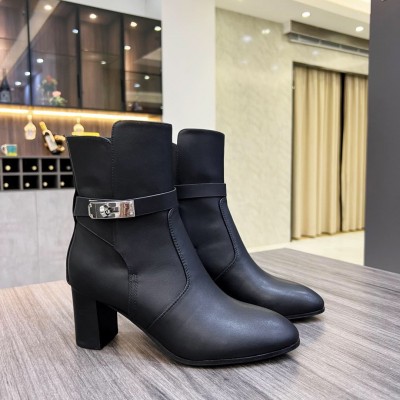 Hermes Frenchie 50mm Ankle Boots In Black Calfskin TDSS13115