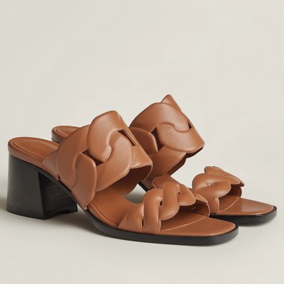 Hermes Gaby Sandals 60mm in Brown Nappa Leather TDSS13118