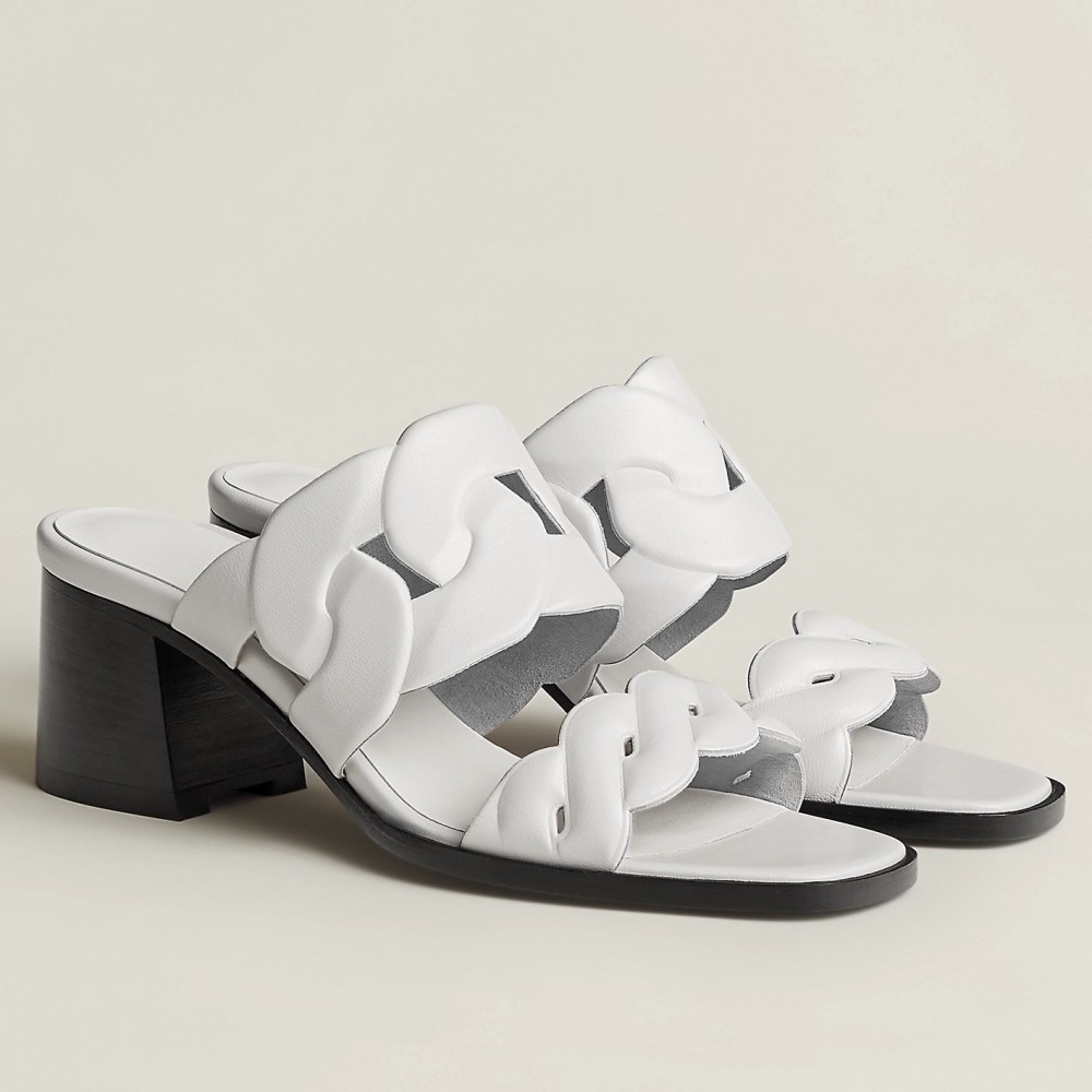 Hermes Gaby Sandals 60mm in White Nappa Leather TDSS13119