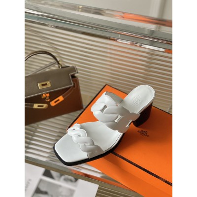 Hermes Gaby Sandals 60mm in White Nappa Leather TDSS13119