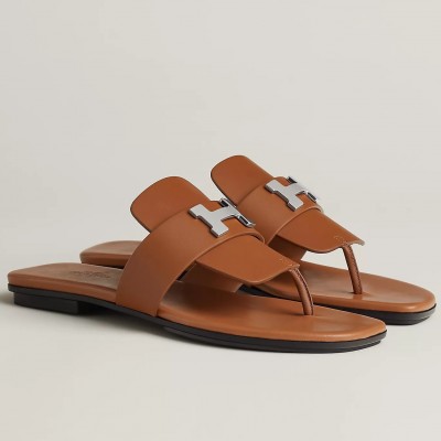 Hermes Galerie Sandals In Brown Calfskin TDSS13121