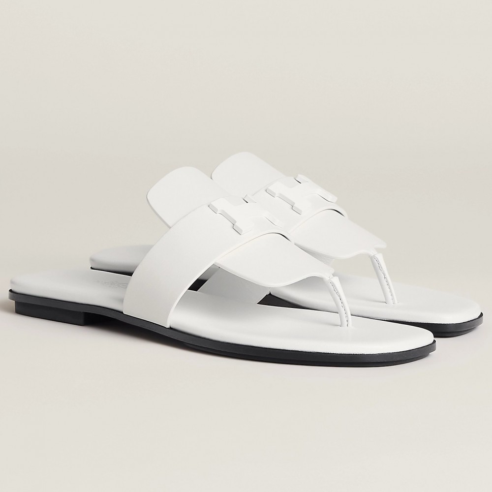 Hermes Galerie Sandals In White Calfskin TDSS13124