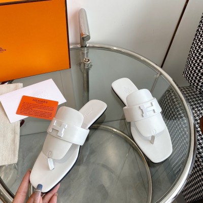 Hermes Galerie Sandals In White Calfskin TDSS13124