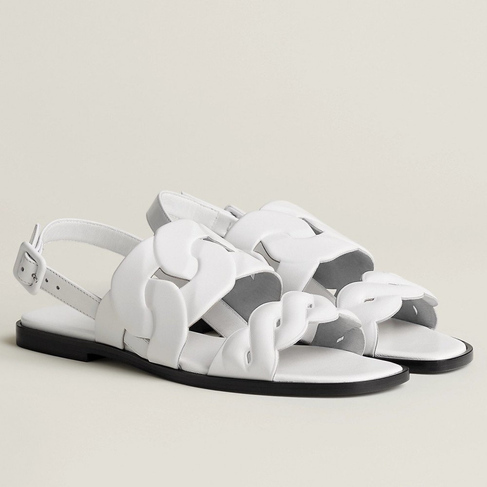 Hermes Grace Sandals in White Nappa Leather TDSS13125