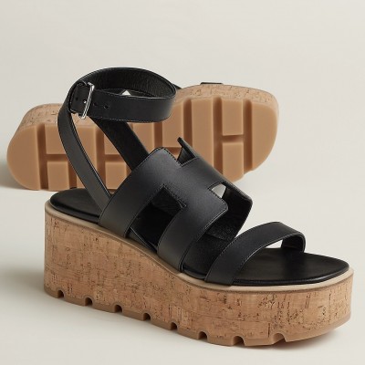 Hermes Havane 30 Sandals in Black Calfskin Leather TDSS13129