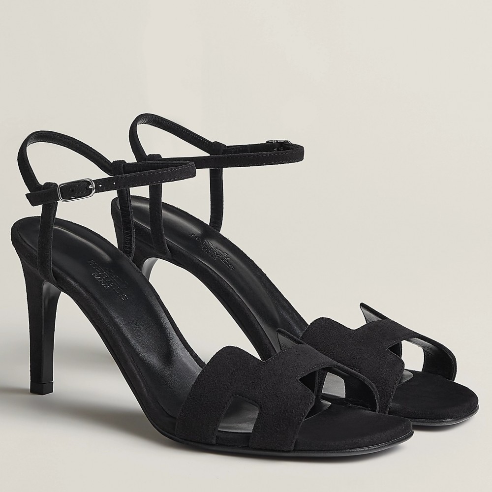 Hermes Heden 80 Sandals in Black Suede Leather TDSS13132