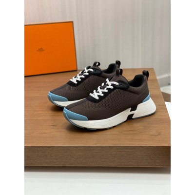 Hermes Heros Sneakers in Black Knit and Black Suede TDSS13134