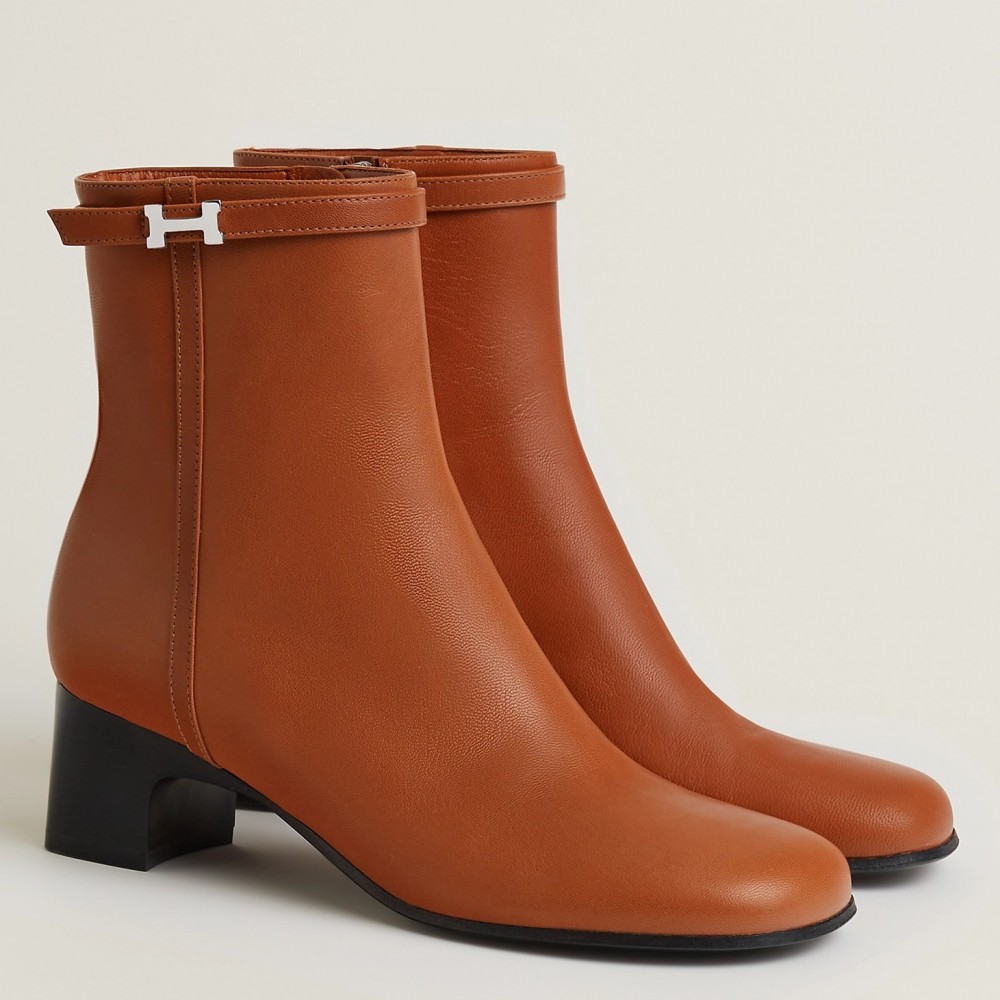 Hermes Imperial 50 Ankle Boots in Brown Calfskin TDSS13142