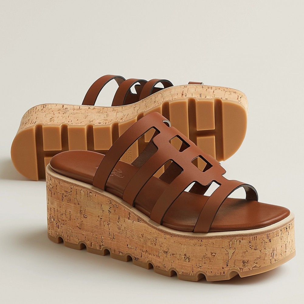 Hermes Isabella 30 Sandals in Brown Calfskin TDSS13146