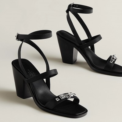 Hermes Ivresse 65 Sandals in Black Leather TDSS13148