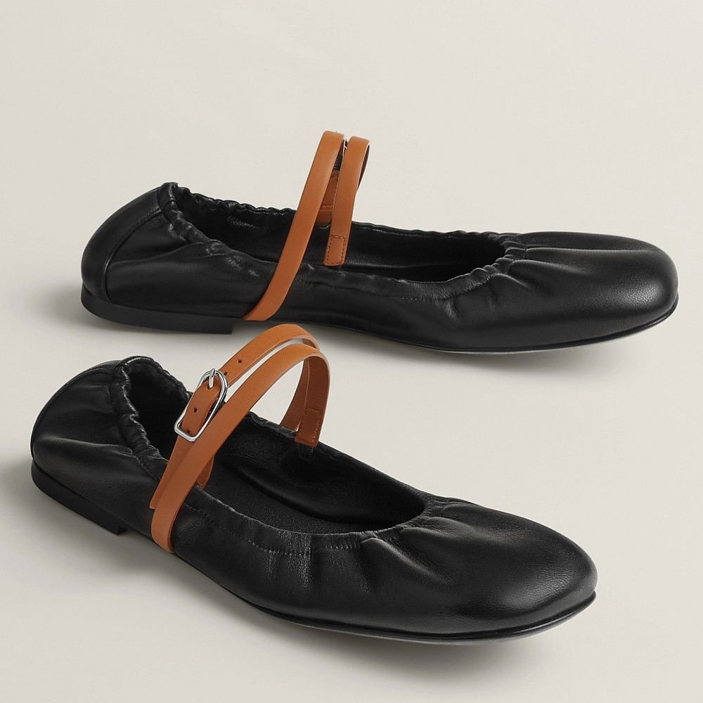 Hermes Jolly Ballet Flats in Black Nappa Leather TDSS13151