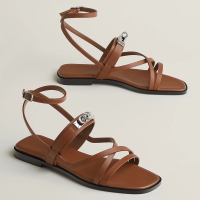 Hermes June Sandals in Brown Leather TDSS13155