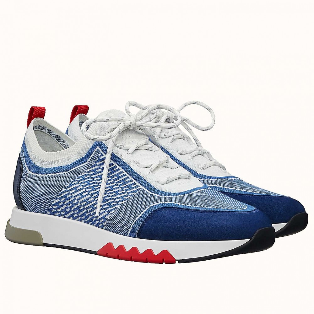 Hermes Addict Sneakers In Bicolor Blue Knit TDSS13157