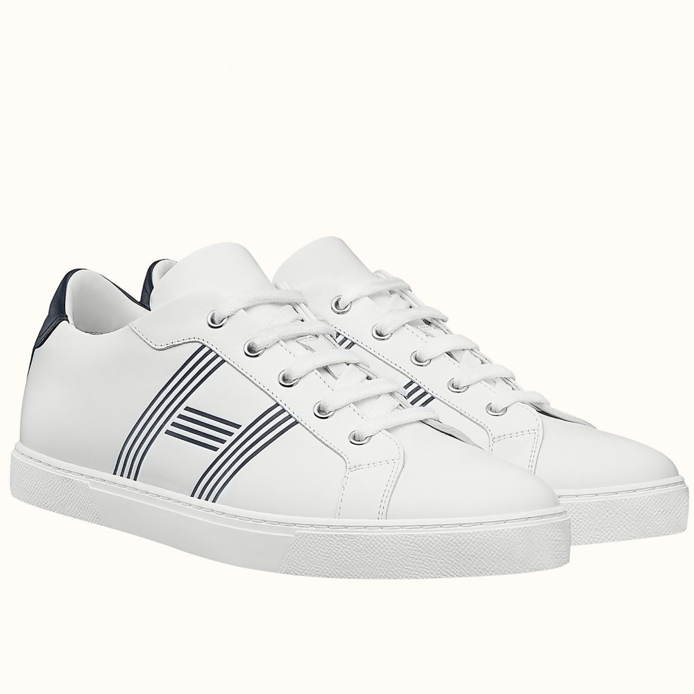 Hermes Avantage Sneakers In White/Blue Calfskin TDSS13164