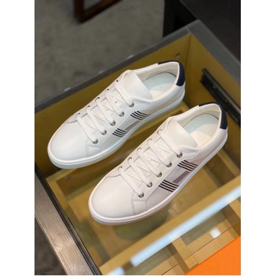 Hermes Avantage Sneakers In White/Blue Calfskin TDSS13164