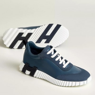 Hermes Bouncing Sneakers in Blue Leather TDSS13166