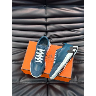 Hermes Bouncing Sneakers in Blue Leather TDSS13166