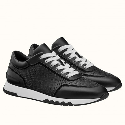 Hermes C-Addict Sneakers In Black Perforated calfskin TDSS13167