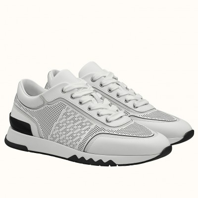 Hermes C-Addict Sneakers In White Perforated Calfskin TDSS13168