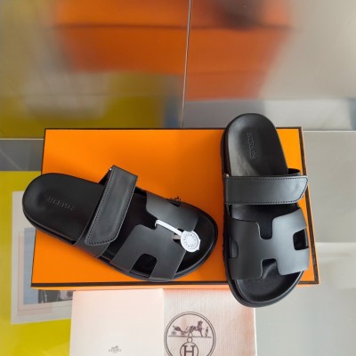 Hermes Chypre Sandals in Black Calfskin TDSS13169