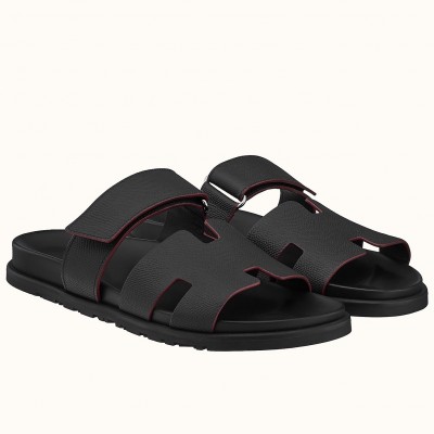 Hermes Chypre Sandals in Black Epsom Calfskin TDSS13170