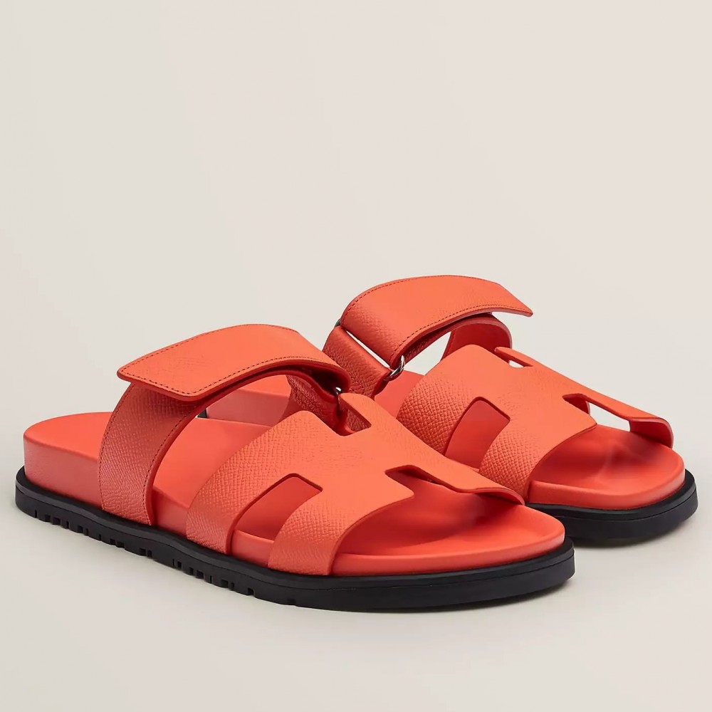 Hermes Chypre Sandals in Orange Epsom Calfskin TDSS13175