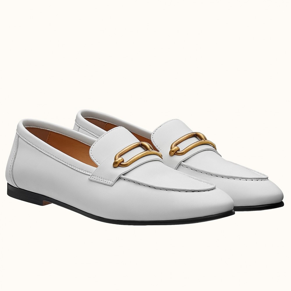 Hermes Colette Loafers In White Calfskin TDSS13179