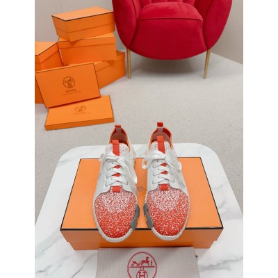 Hermes Depart Sneakers in Orange Gradient Knit TDSS13185