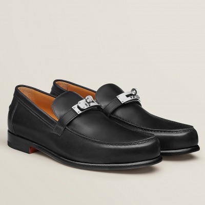 Hermes Destin Loafers In Noir Calfskin TDSS13187