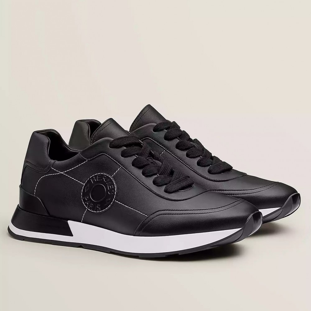 Hermes Drive Sneakers In Black Leather TDSS13188