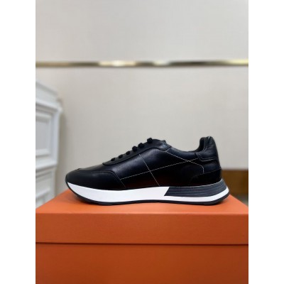 Hermes Drive Sneakers In Black Leather TDSS13188