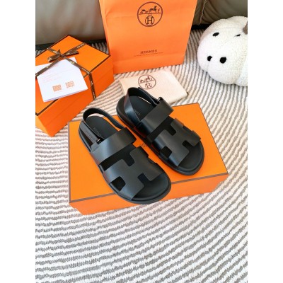 Hermes Genius Sandals In Black Calfskin TDSS13190