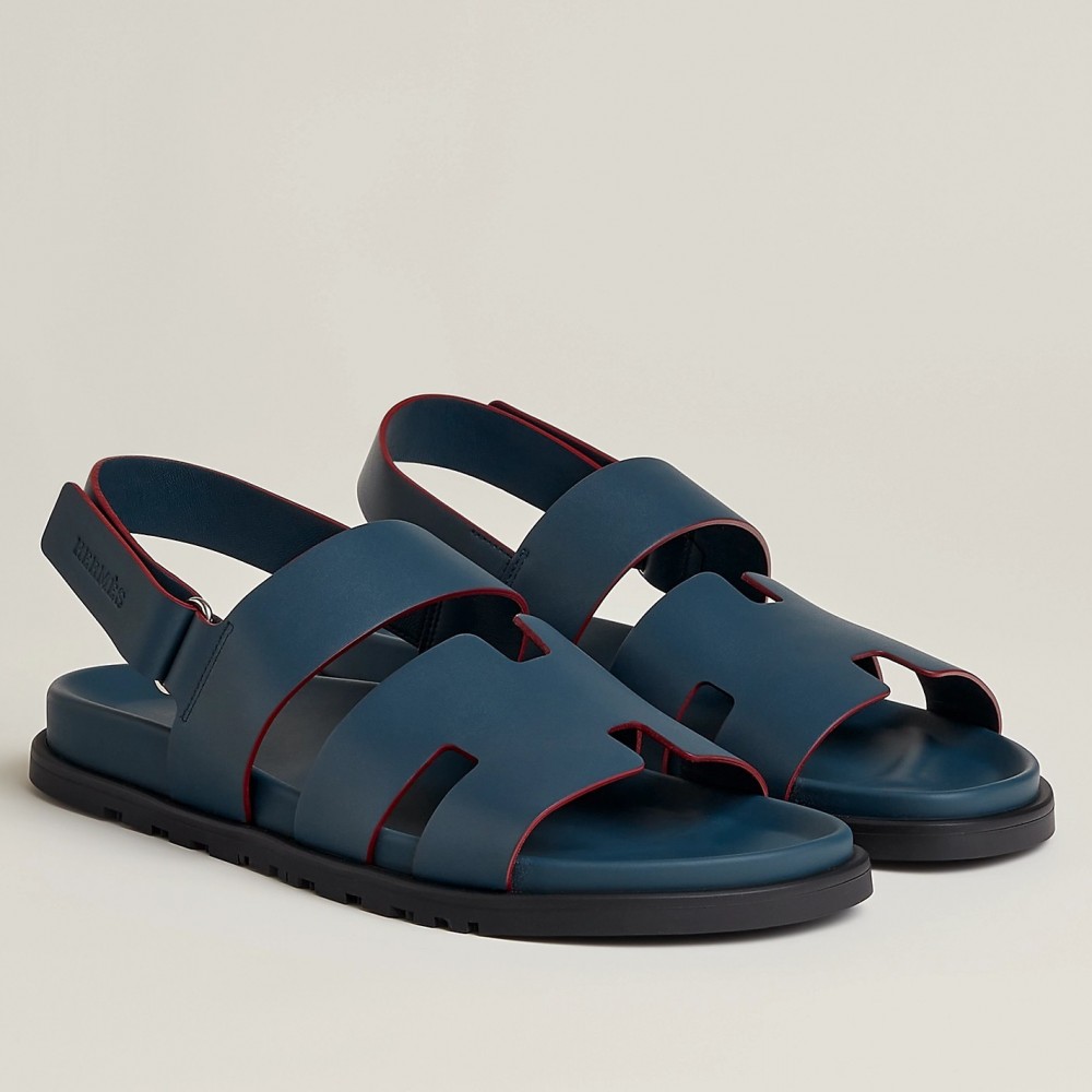 Hermes Genius Sandals In Blue Calfskin TDSS13191