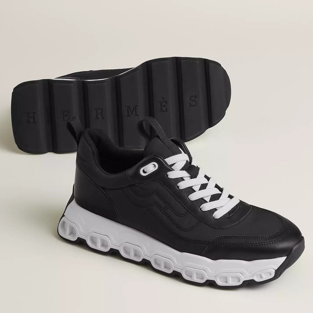 Hermes Impulse Sneakers in Black Fabric and Leather TDSS13197