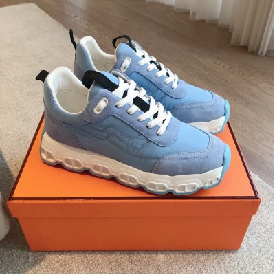 Hermes Impulse Sneakers in Blue Fabric and Leather TDSS13198