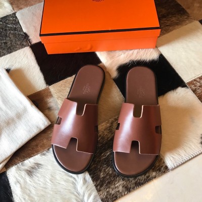 Hermes Izmir Sandals In Brown Swift Calfskin TDSS13212