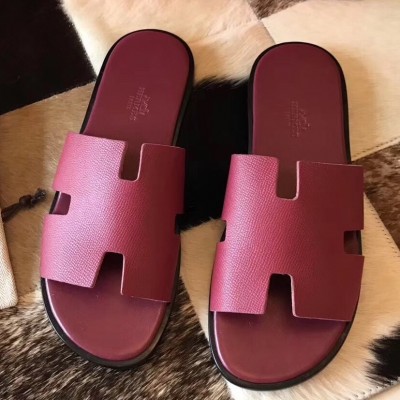 Hermes Izmir Sandals In Ruby Epsom Calfskin TDSS13223