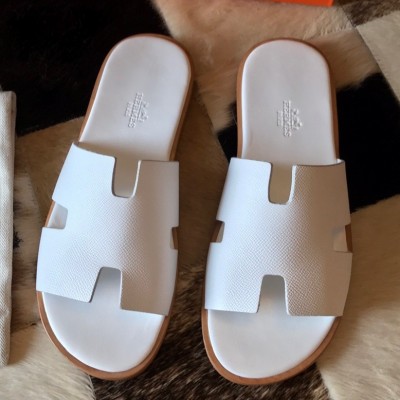 Hermes Izmir Sandals In White Epsom Calfskin TDSS13224