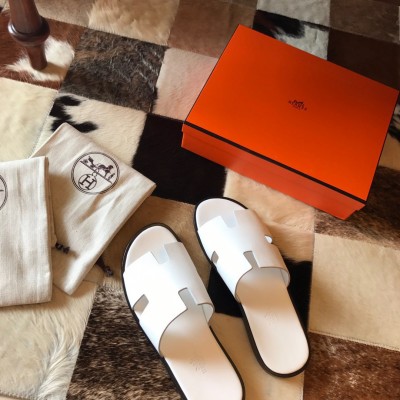 Hermes Izmir Sandals In White Epsom Leather TDSS13225