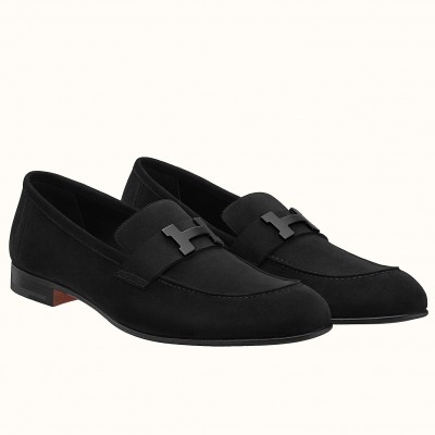 Hermes Paris Loafers In Black Suede Calfskin TDSS13232