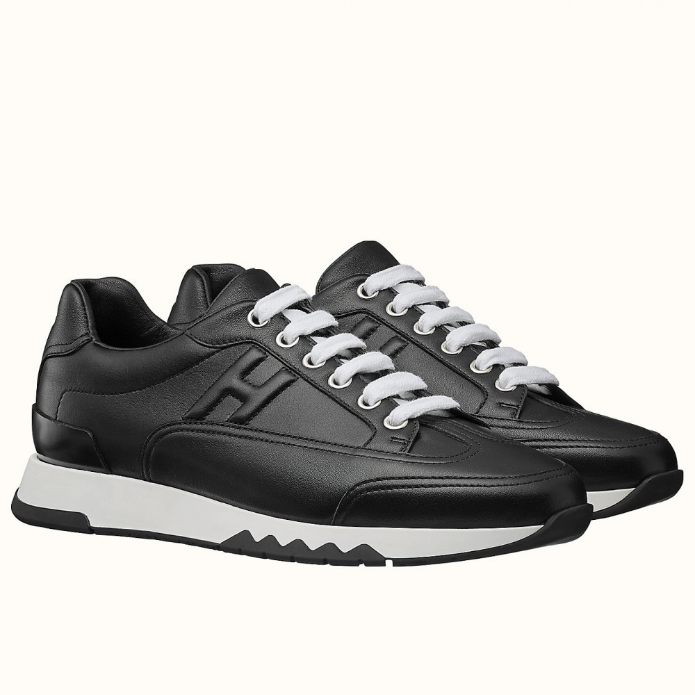 Hermes Trail Sneakers In Black Calfskin Leather TDSS13238